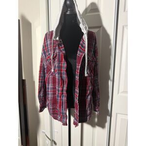 #239 - Women's XL Natural Reflections Red and Blue Plaid Jacket